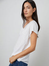 Jill V-Neck T-Shirt - White-Velvet-Over the Rainbow