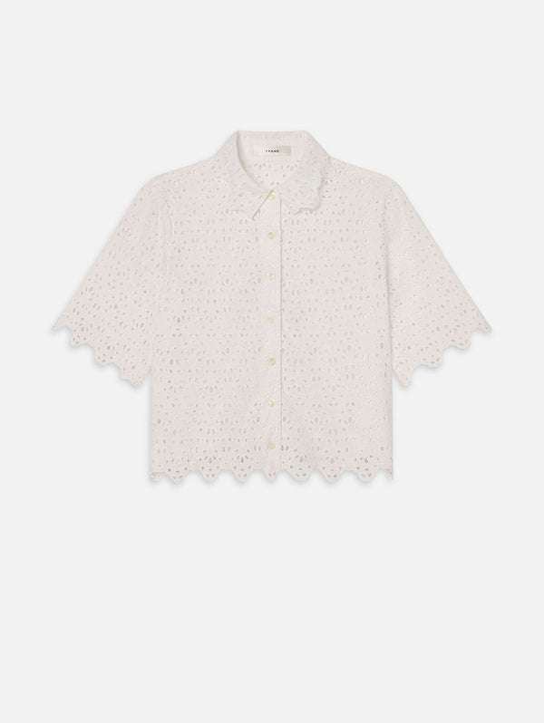 The Deco Eyelet Top - White