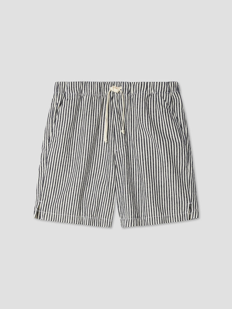 Hemp Stripe Easy Short - Nat/Navy