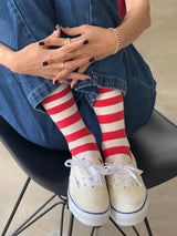 Wally Socks - Wide Red Stripe