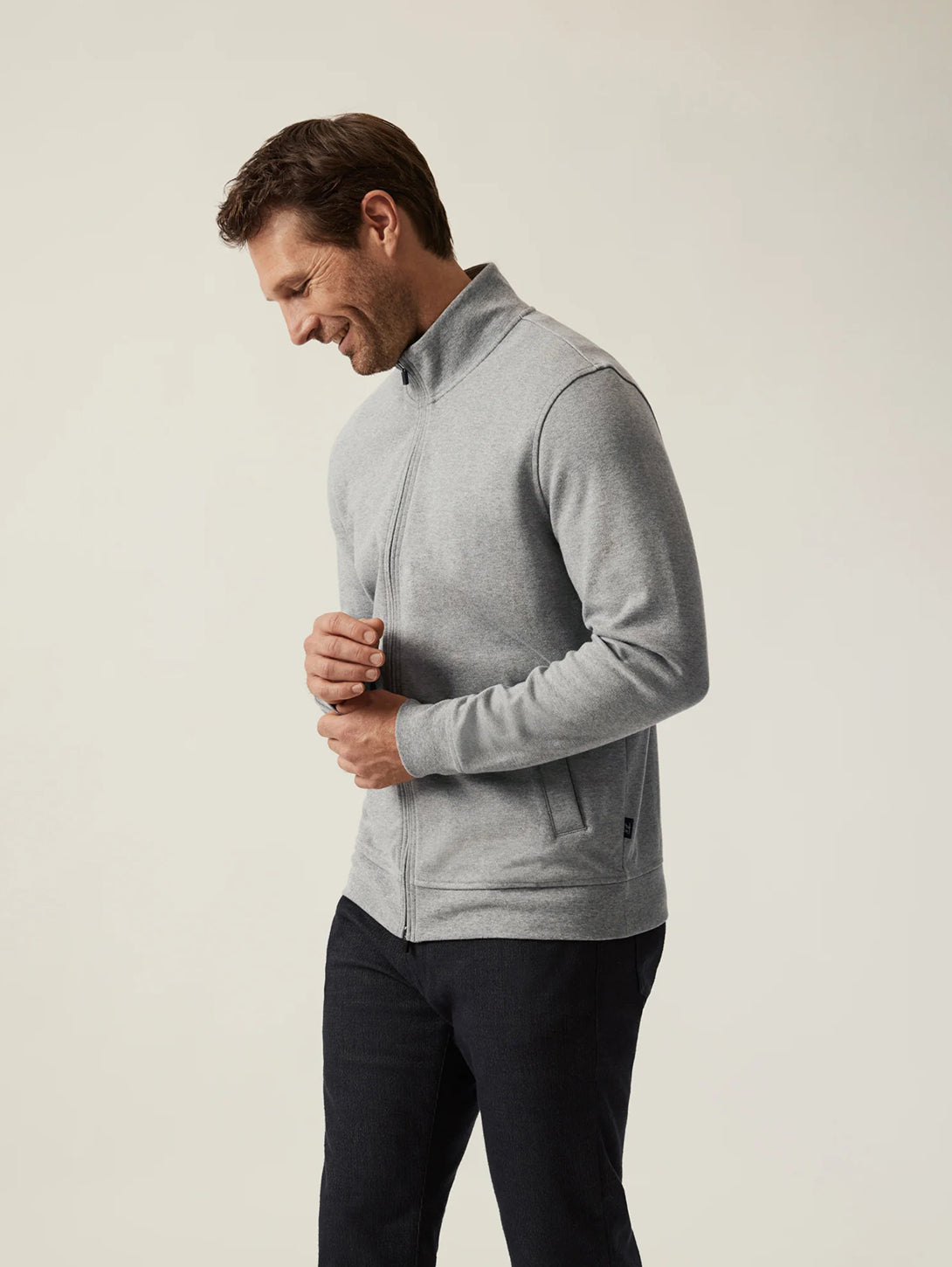 High Neck Zip Up - Grey Melange-34 HERITAGE-Over the Rainbow