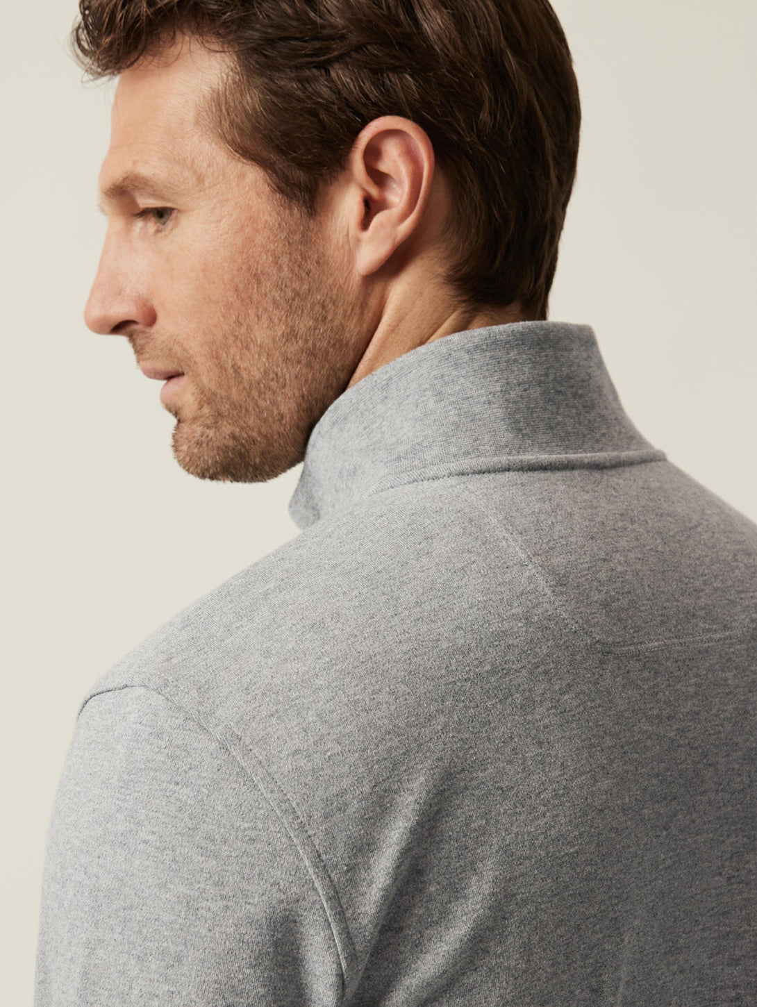 High Neck Zip Up - Grey Melange-34 HERITAGE-Over the Rainbow