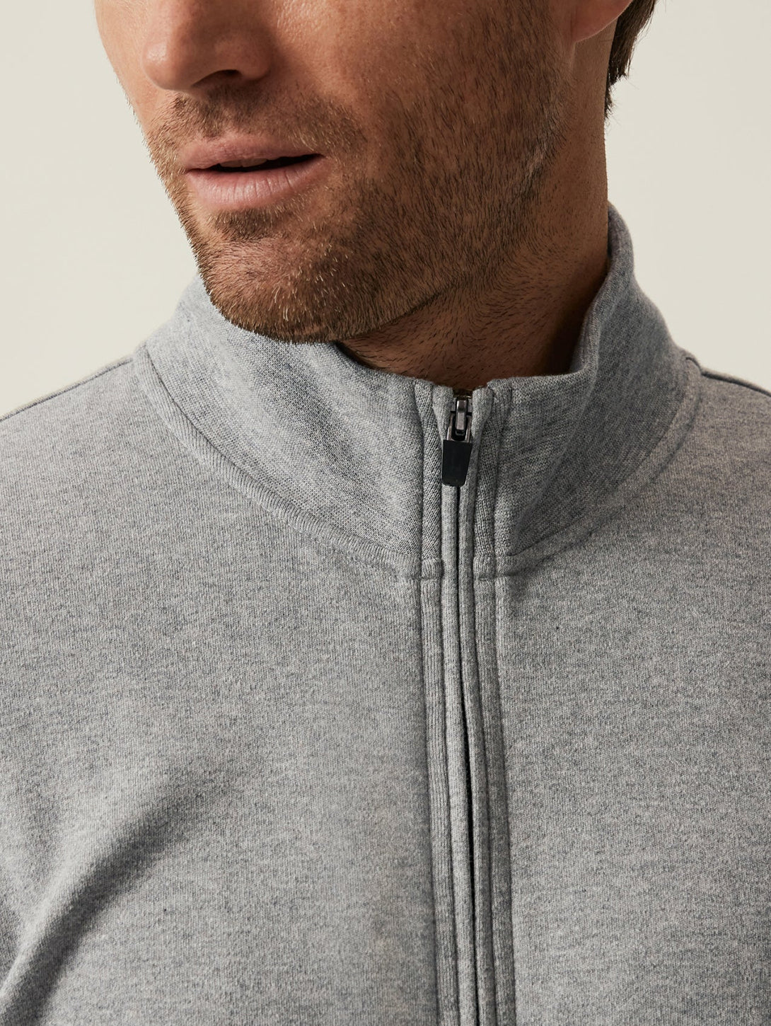 High Neck Zip Up - Grey Melange-34 HERITAGE-Over the Rainbow