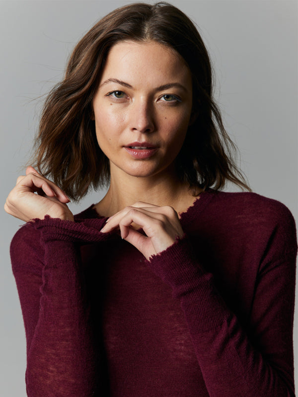 Distressed Crew Sweater-AUTUMN CASHMERE-Over the Rainbow