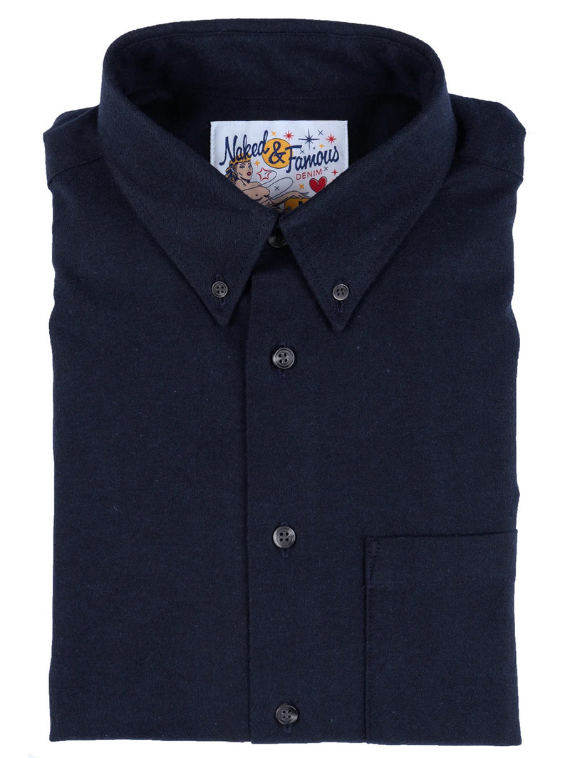 Easy Flannel Shirt - Navy-Naked & Famous-Over the Rainbow