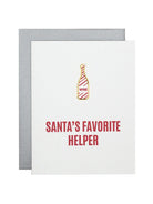 Santa's Fave Helper Paper Clip Letterpress Card-CHEZ GAGNE LETTERPRESS-Over the Rainbow