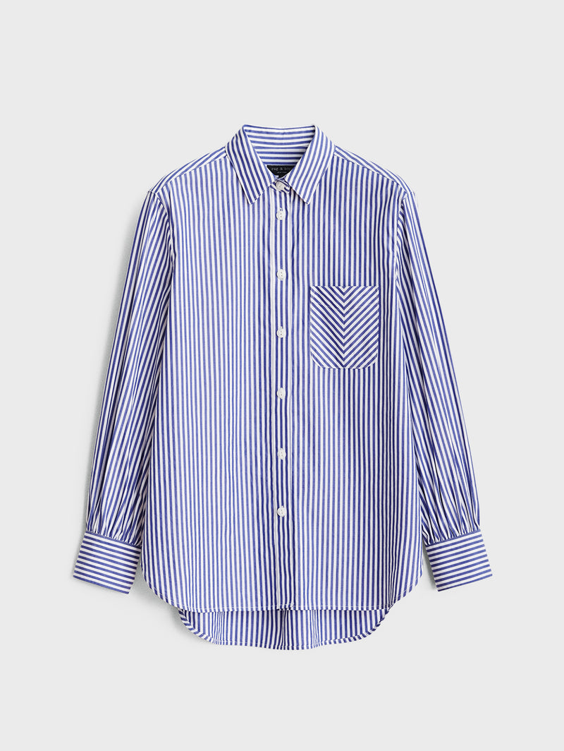 Maxine Shirt - Blue Stripe-RAG + BONE-Over the Rainbow