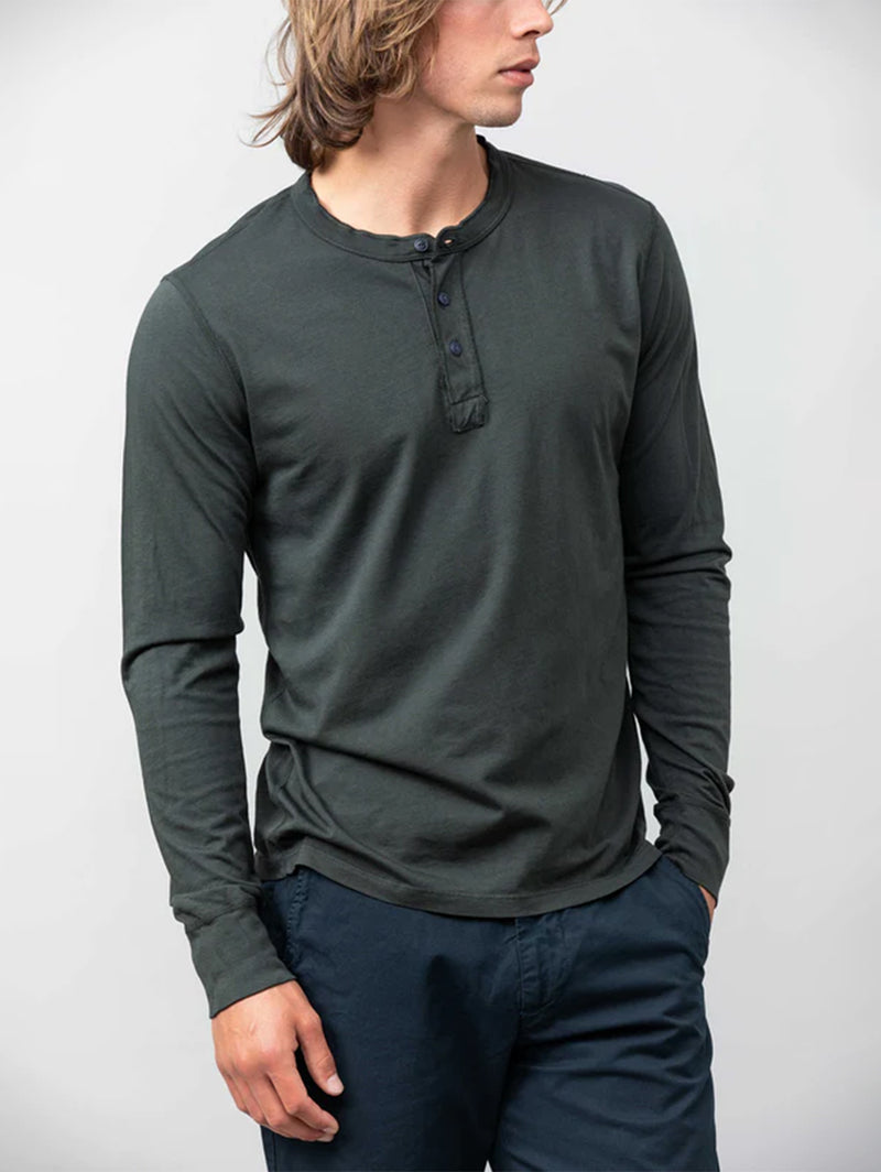 Long Sleeve Supima Jersey Henley - Petrol-SAVE KHAKI-Over the Rainbow