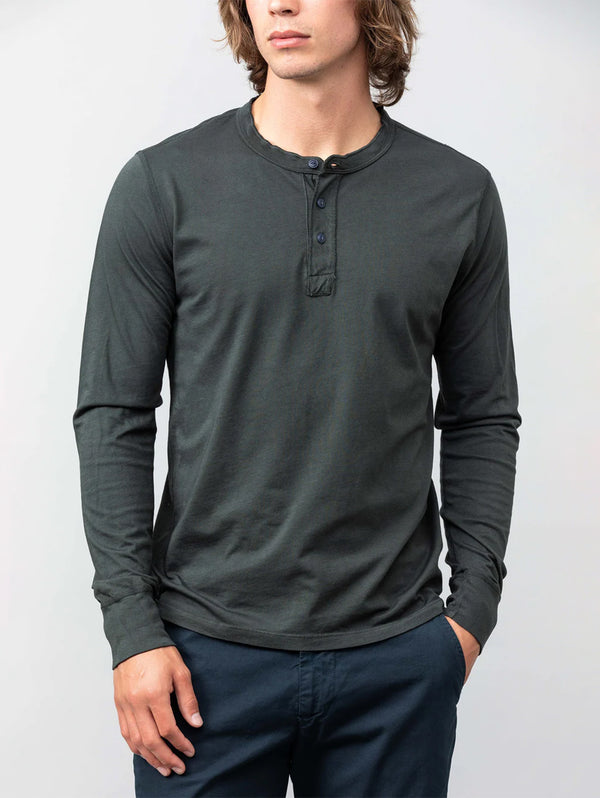 Long Sleeve Supima Jersey Henley - Petrol-SAVE KHAKI-Over the Rainbow