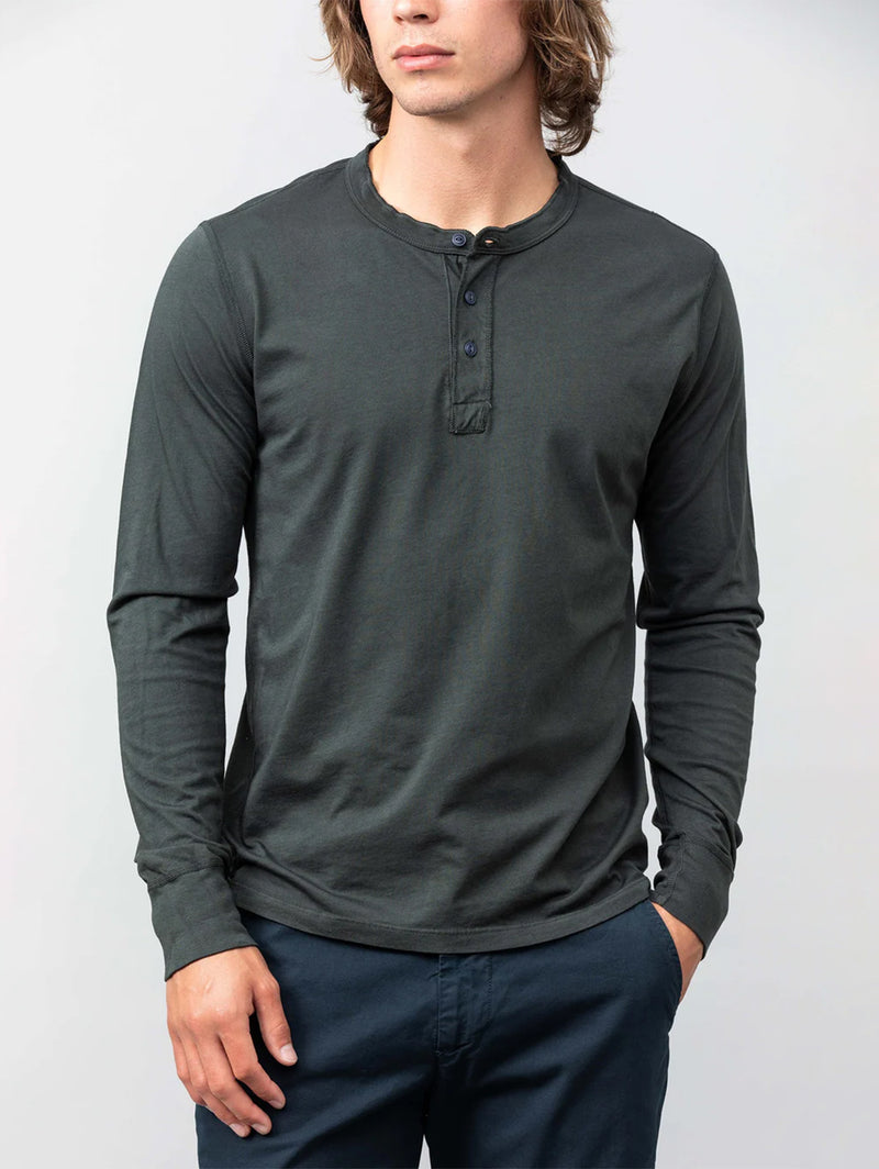 Long Sleeve Supima Jersey Henley - Petrol-SAVE KHAKI-Over the Rainbow