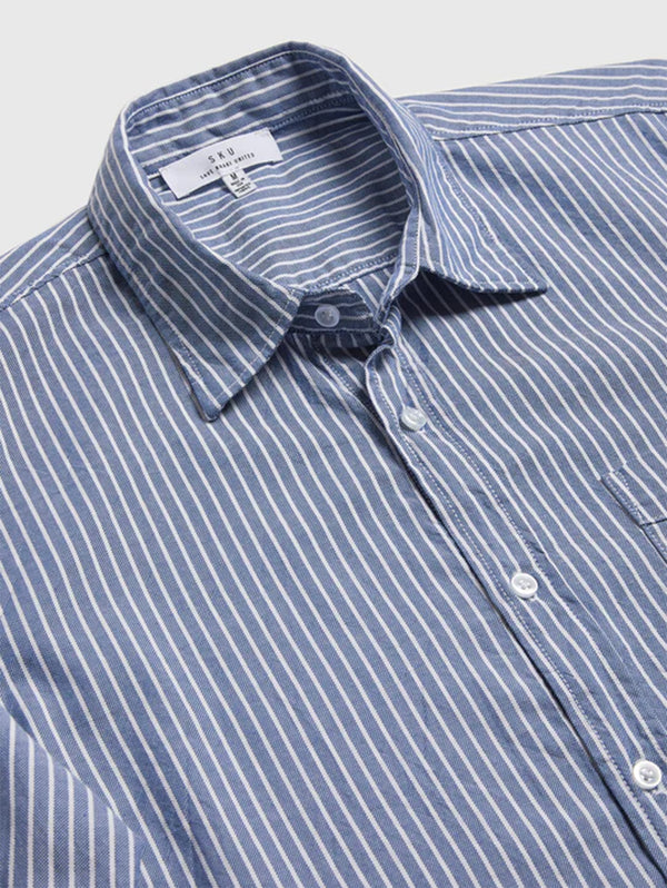 Yarn Dyed Standard Shirt - Classic Stripe-SAVE KHAKI-Over the Rainbow