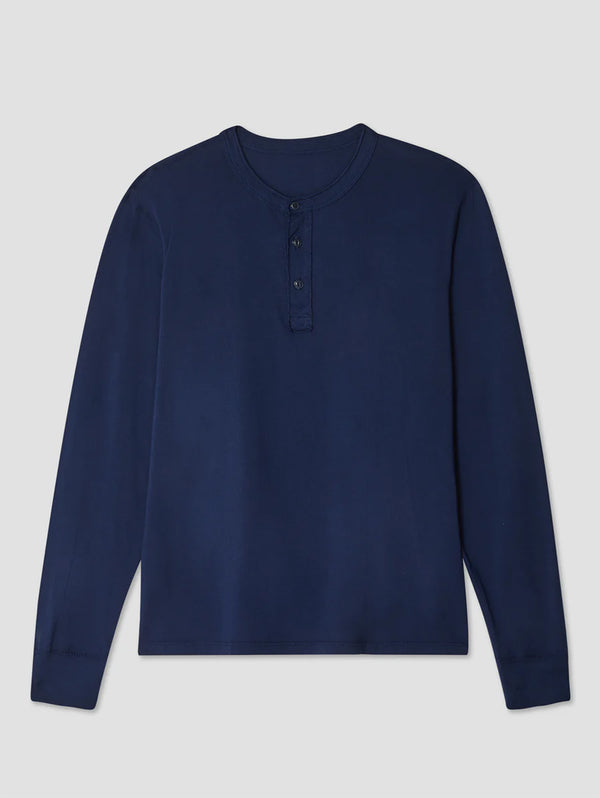 Long Sleeve Supima Jersey Henley - Deep Indigo-SAVE KHAKI-Over the Rainbow