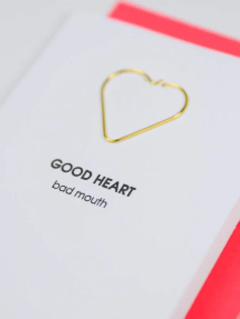 Paper Clip Letterpress Card - Good Heart Bad Mouth-CHEZ GAGNE LETTERPRESS-Over the Rainbow