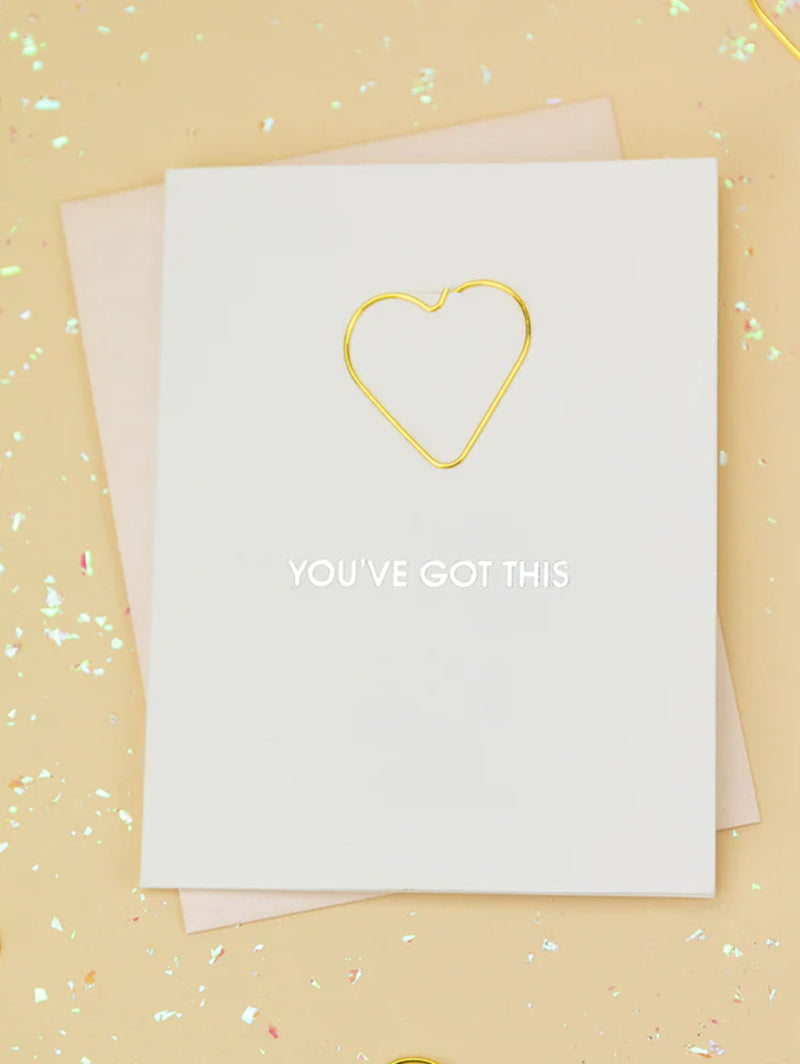 You've Got This - Heart Paperclip Card-CHEZ GAGNE LETTERPRESS-Over the Rainbow