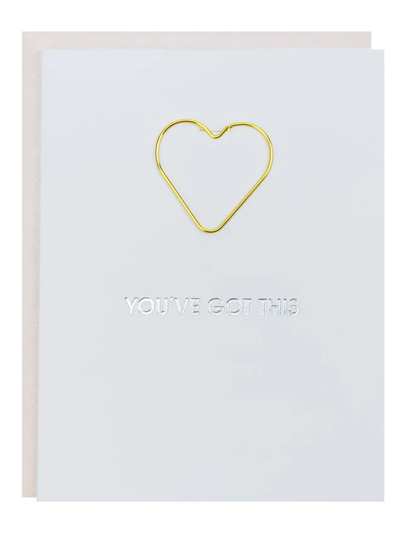 You've Got This - Heart Paperclip Card-CHEZ GAGNE LETTERPRESS-Over the Rainbow