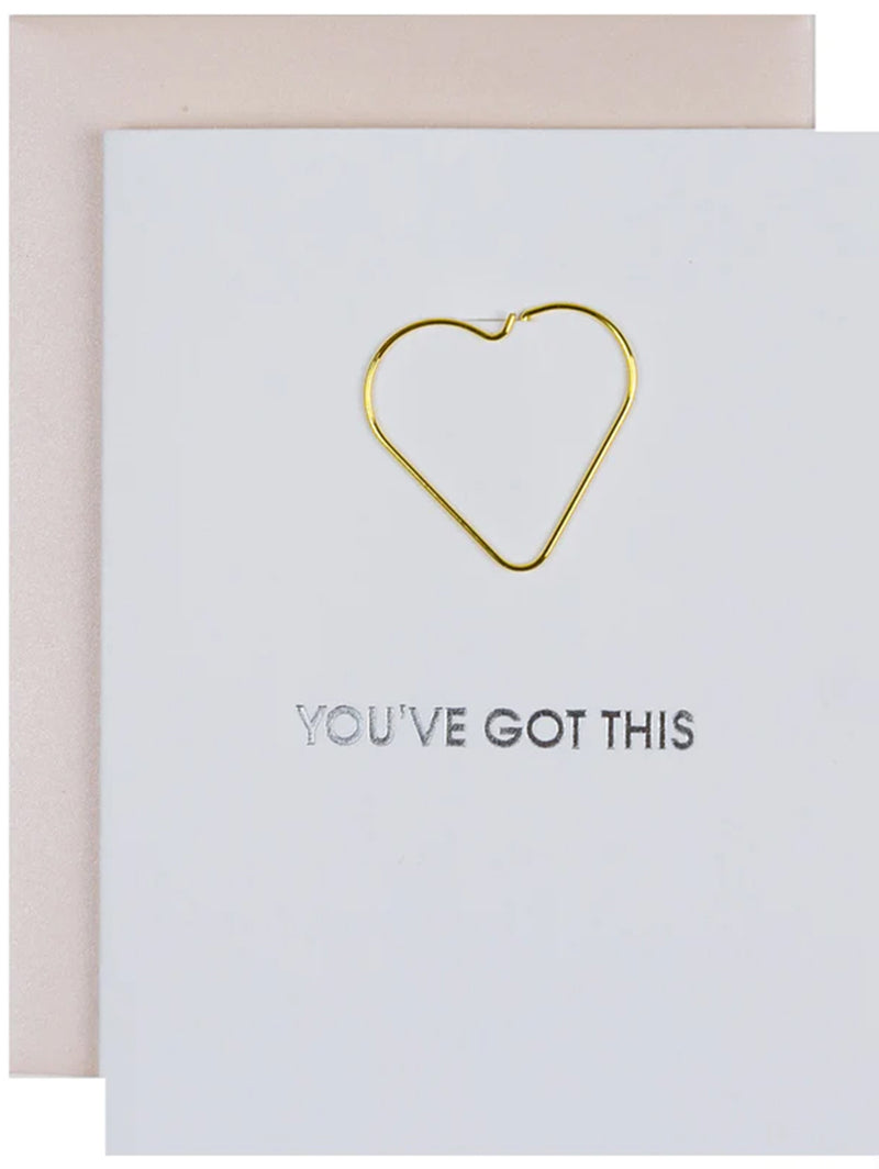 You've Got This - Heart Paperclip Card-CHEZ GAGNE LETTERPRESS-Over the Rainbow