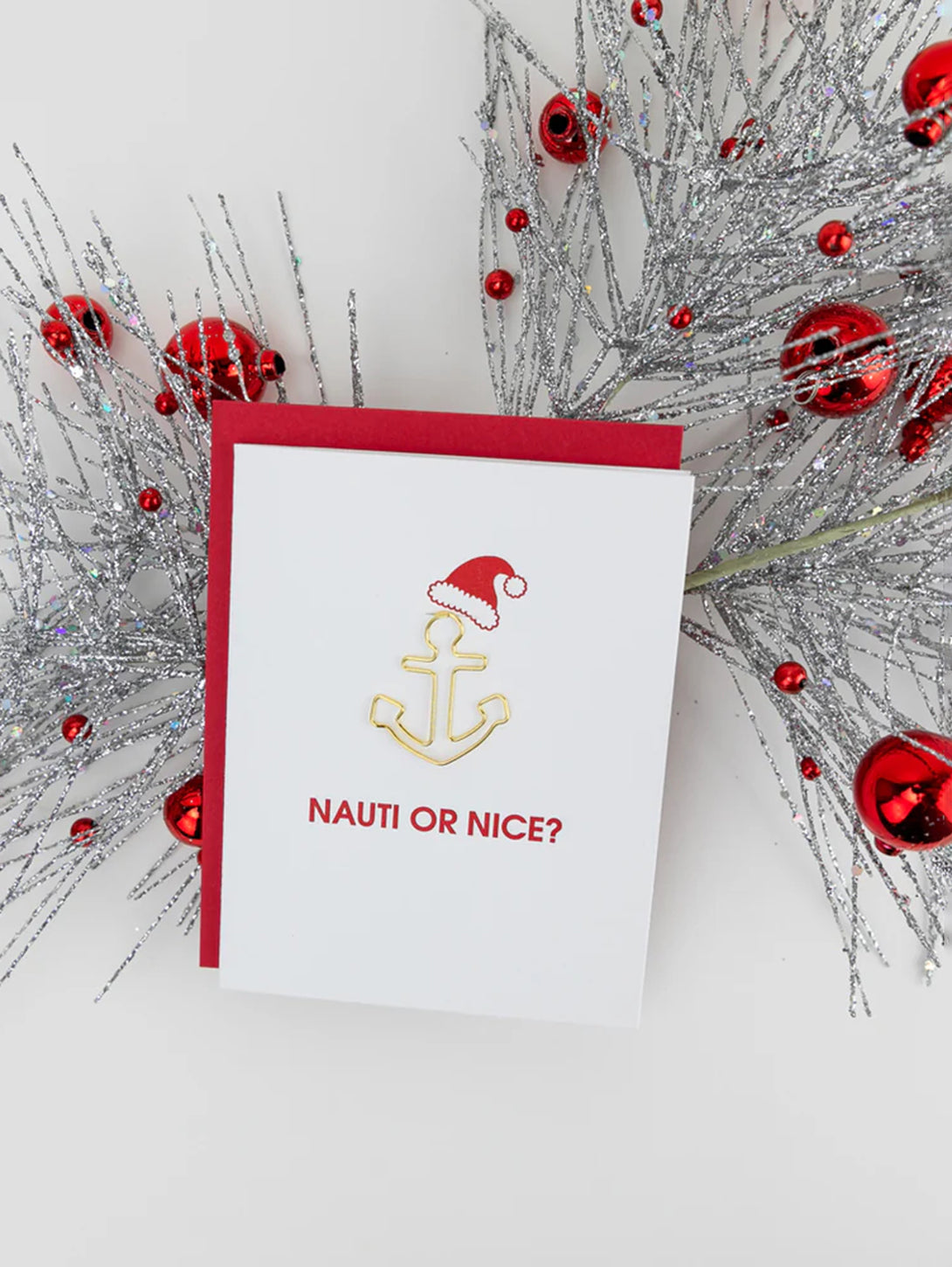 Nauti or Nice Holiday - Paper Clip Letterpress Card-CHEZ GAGNE LETTERPRESS-Over the Rainbow