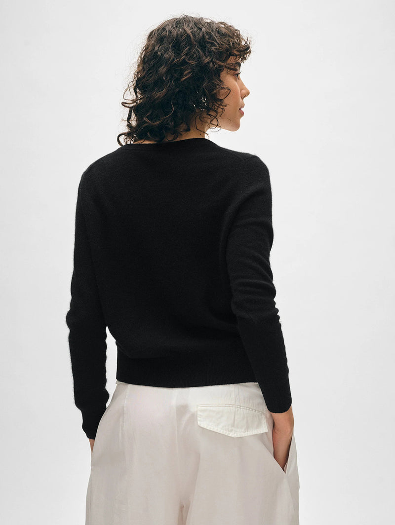Black cashmere crewneck sweater on sale