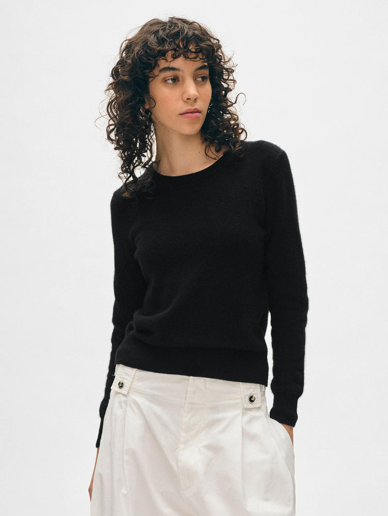 White WARREN Essential Cashmere Crewneck Sweater Black Over The Rainbow Canada Black M