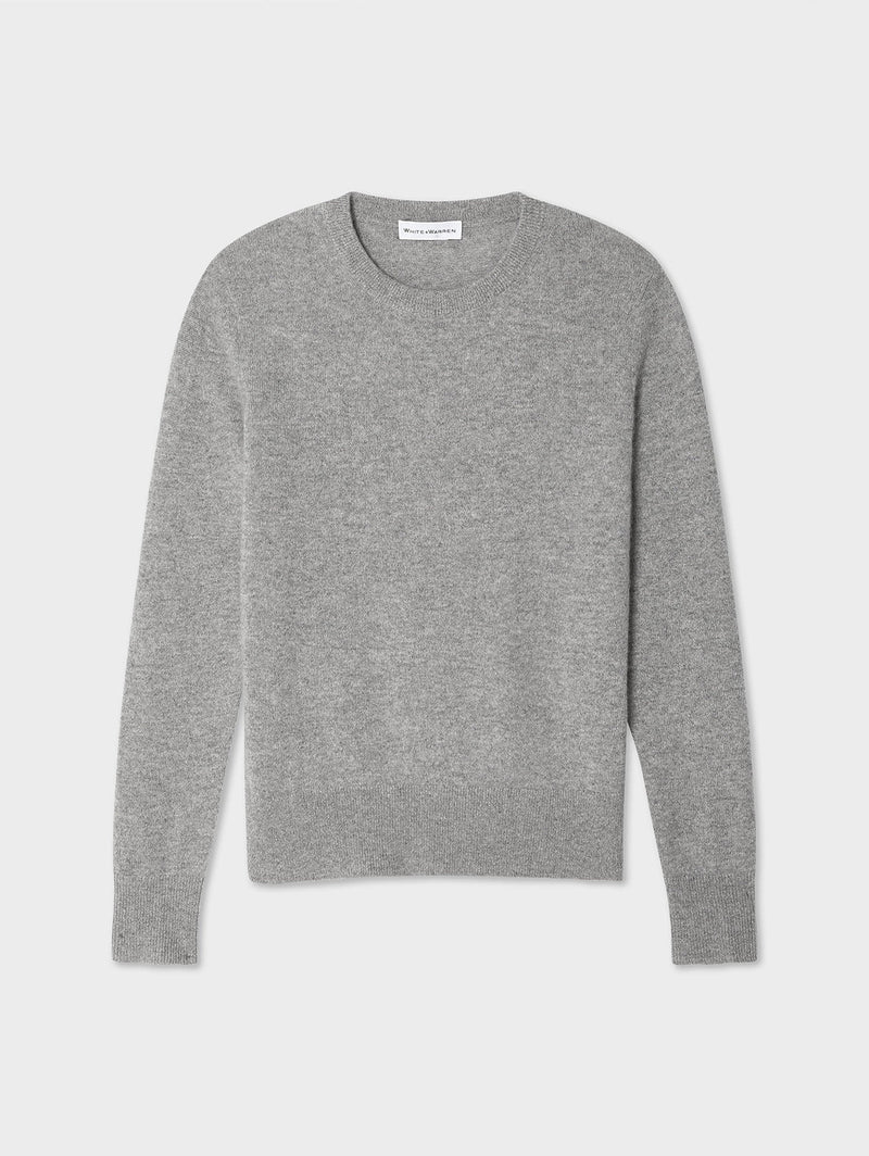 WHITE WARREN Essential Cashmere Crew Sweater Heather Grey Over The Rainbow Canada Over the Rainbow