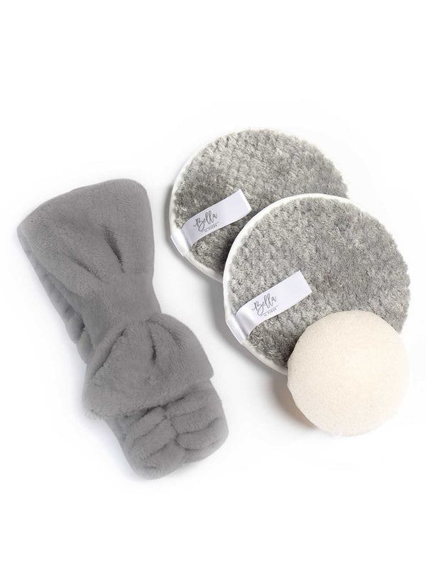 Freshy Face Bow Set - Grey-BELLA-Over the Rainbow