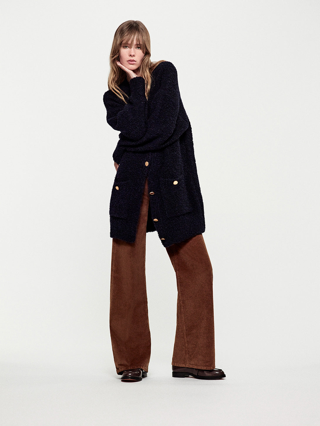 Le Slim Palazzo Corduroy Pant - Toast-FRAME-Over the Rainbow