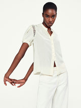 Lace Inset Blouse - Cream-FRAME-Over the Rainbow