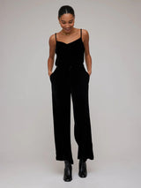 Velvet Pleated Wide Leg Trouser - Black-Bella Dahl-Over the Rainbow