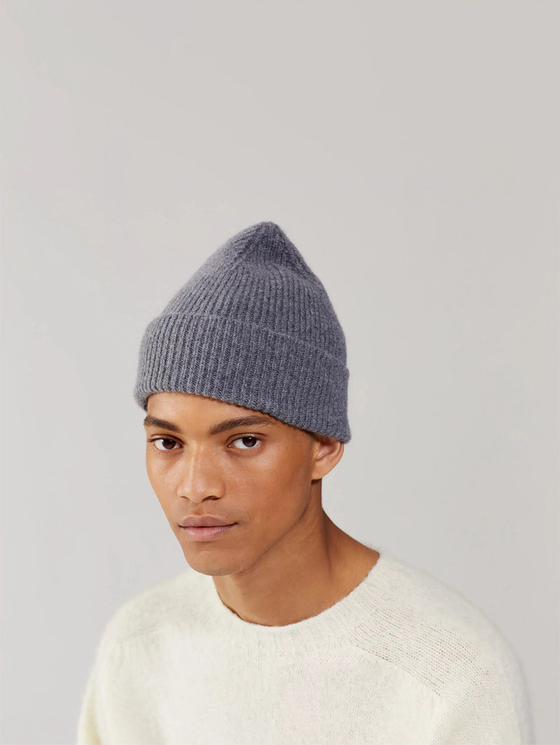 Classic Angora Beanie - Slate Grey-LE BONNET-Over the Rainbow