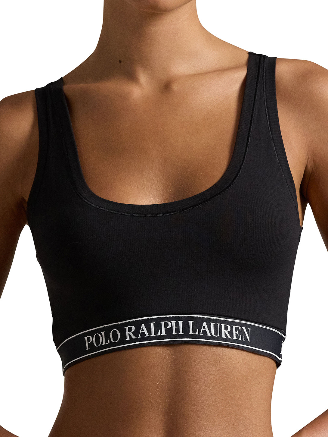Scoop Cropped Tank Bralette - Onyx-POLO by RALPH LAUREN-Over the Rainbow