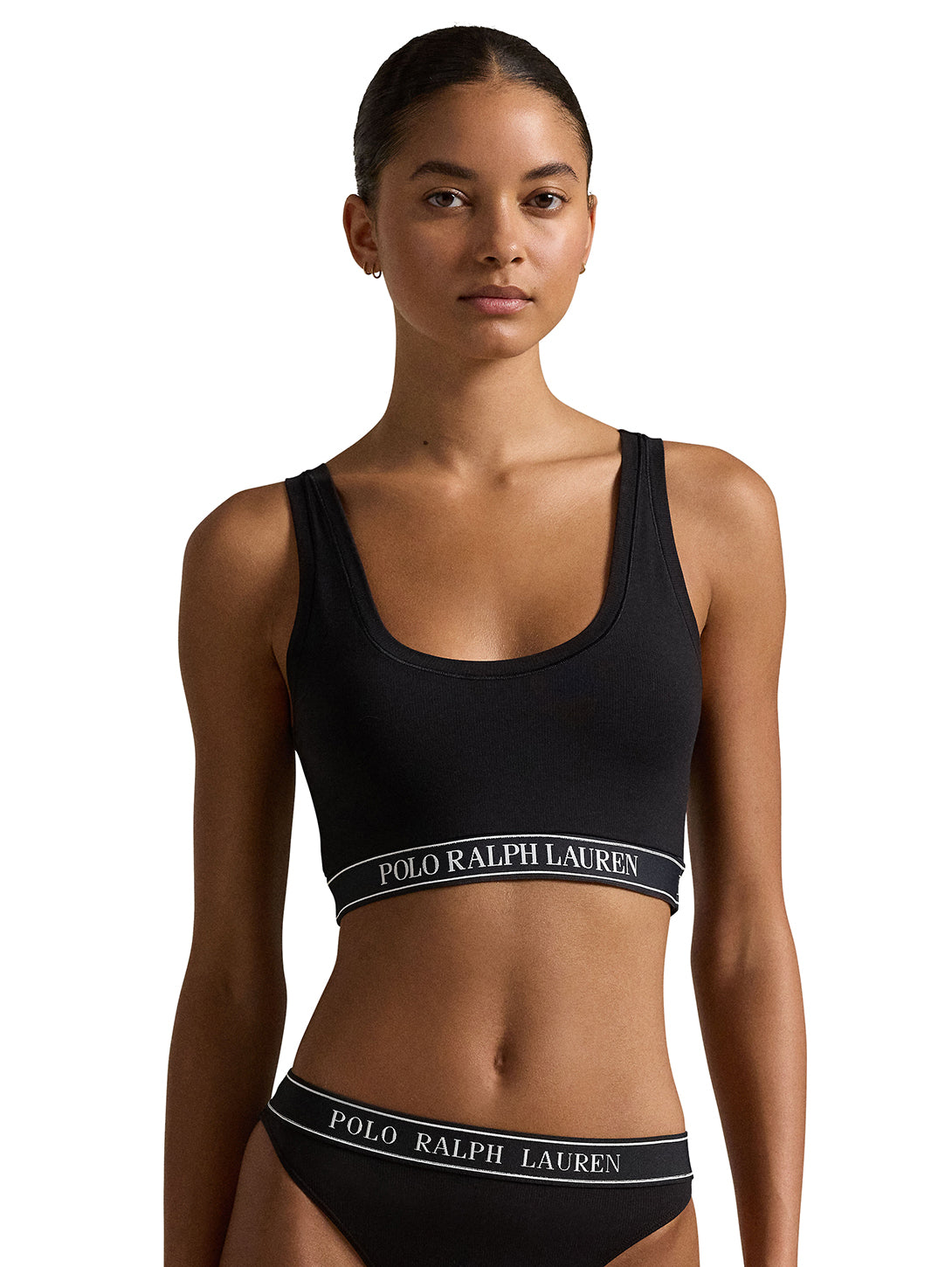 Scoop Cropped Tank Bralette - Onyx-POLO by RALPH LAUREN-Over the Rainbow