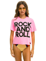 Rock And Roll Boyfriend Tee - Neon Pink-AVIATOR NATION-Over the Rainbow