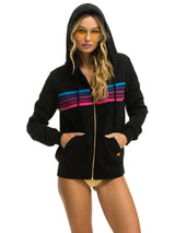 5 Stripe Zip Hoodie - Black Pink Purple-AVIATOR NATION-Over the Rainbow