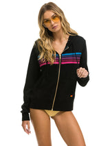 5 Stripe Zip Hoodie - Black Pink Purple-AVIATOR NATION-Over the Rainbow