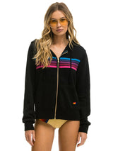 5 Stripe Zip Hoodie - Black Pink Purple-AVIATOR NATION-Over the Rainbow