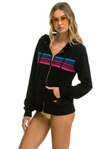 5 Stripe Zip Hoodie - Black Pink Purple-AVIATOR NATION-Over the Rainbow
