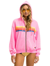 5 Stripe Zip Hoodie - Neon Pink-AVIATOR NATION-Over the Rainbow