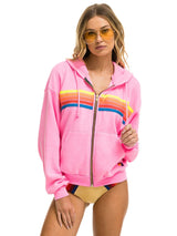 5 Stripe Zip Hoodie - Neon Pink-AVIATOR NATION-Over the Rainbow
