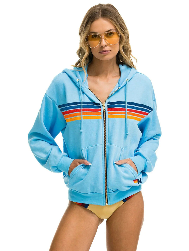 5 Stripe Zip Hoodie - Sky 2-AVIATOR NATION-Over the Rainbow