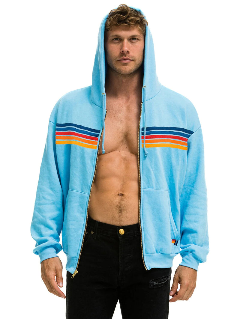 5 Stripe Zip Hoodie - Sky 2-AVIATOR NATION-Over the Rainbow