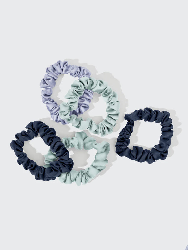 Ruched Satin Scrunchies 5pc Set - Garden Bouquet