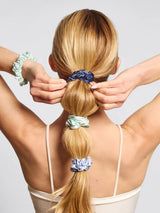 Ruched Satin Scrunchies 5pc Set - Garden Bouquet