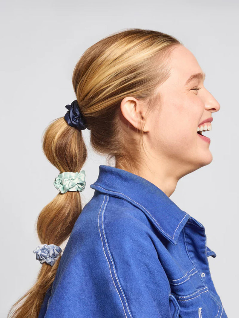 Ruched Satin Scrunchies 5pc Set - Garden Bouquet
