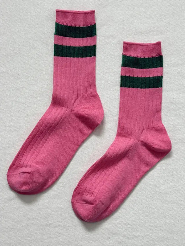 Her Varsity Socks - Pink Green