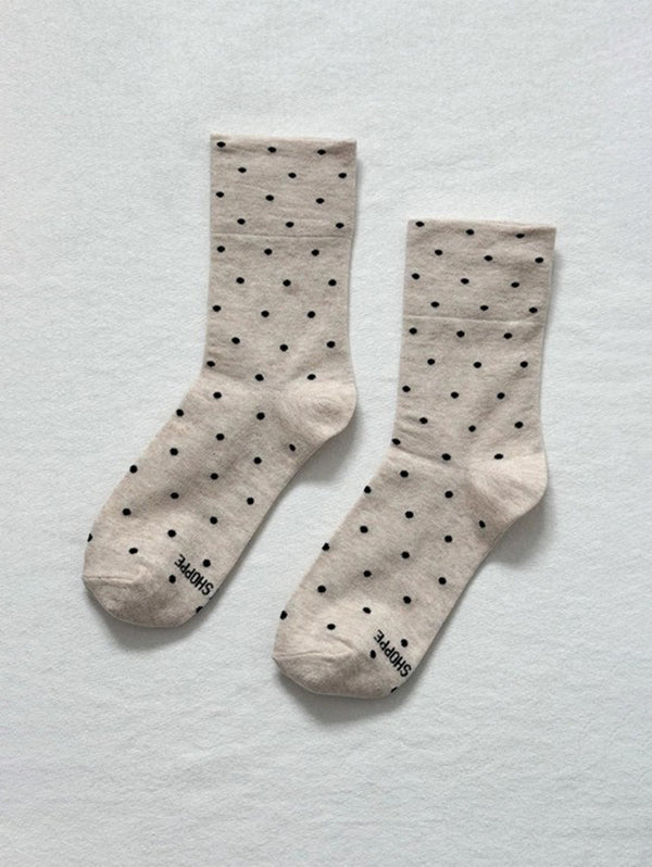 Sneaker Socks - Oatmeal Polka Dot