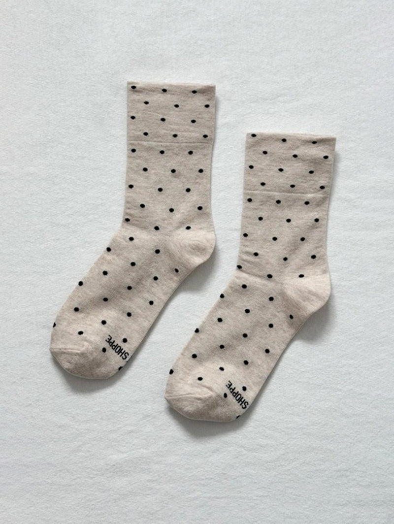 Sneaker Socks - Oatmeal Polka Dot