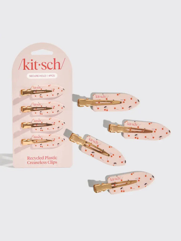 Recycled Plastic Creaseless Clips 4pc Set - Cherry