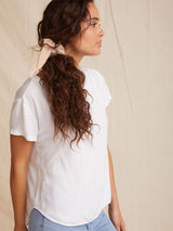 Short Sleeve V-Neck T-Shirt - White-Bella Dahl-Over the Rainbow