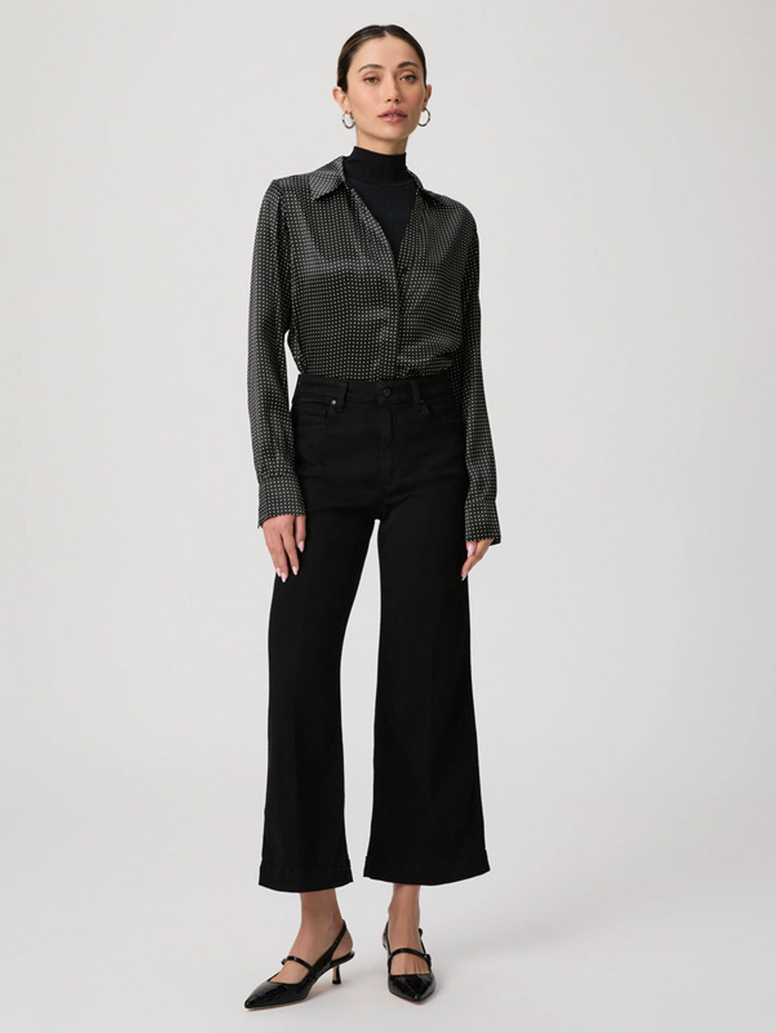 PAIGE | Anessa Wide Ankle Jean - Black Shadow | Over The