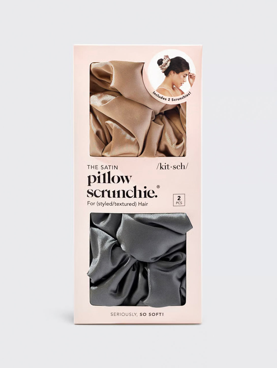 Satin Sleep Pillow Scrunchies - Charcoal Gold-KITSCH-Over the Rainbow